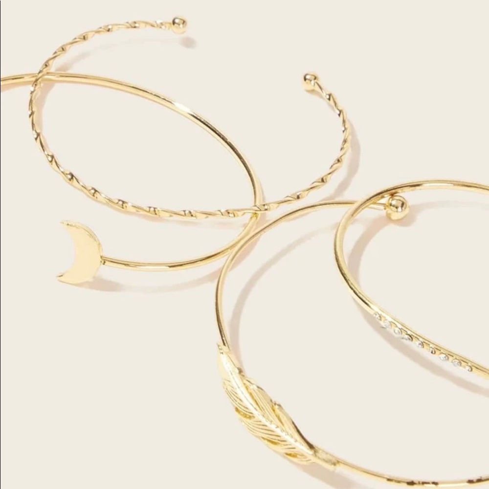 3/$30 Leaf & Moon Decor Cuff Bracelet Set - Picture 4 of 5